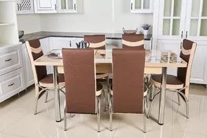 Стеклянный стол и 6 стульев