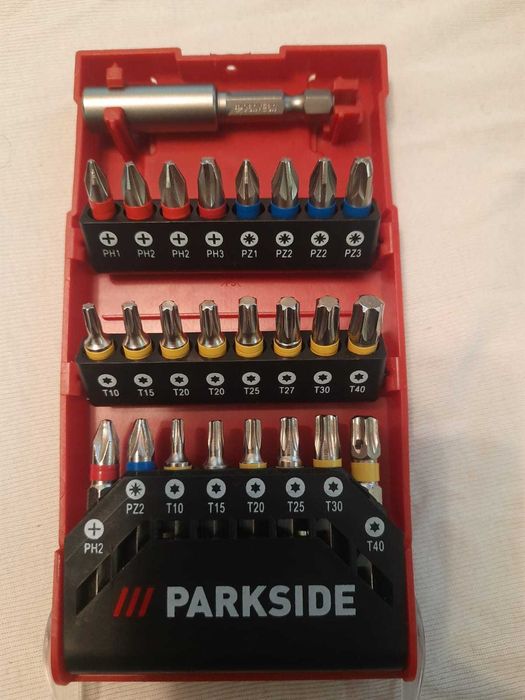 trusa biti cu adaptor parkside