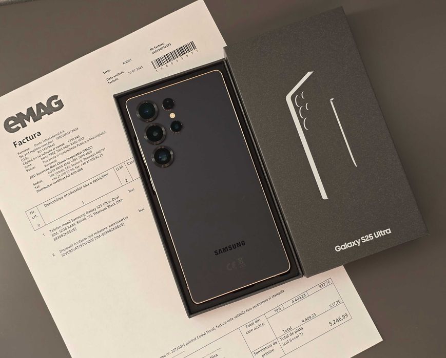 Samsung S25 Ultra, 512GB, 12GB RAM, Black, impecabil, factura si garantie