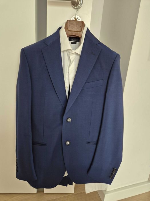 Costum bluemarin Bigotti 48 slim fit stare foarte buna + camasa cadou