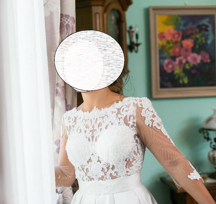 Rochie de mireasa din satin si dantela