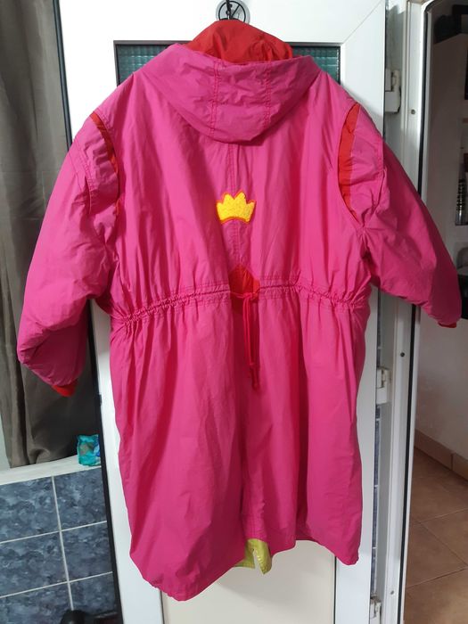 Geaca de iarna pt dama, lunga roz, XXXL, cu gluga detasabila
