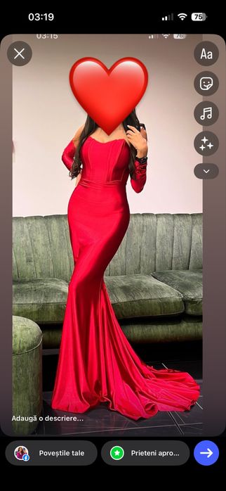 Rochie lunga, eleganta, de nunta, cu trena