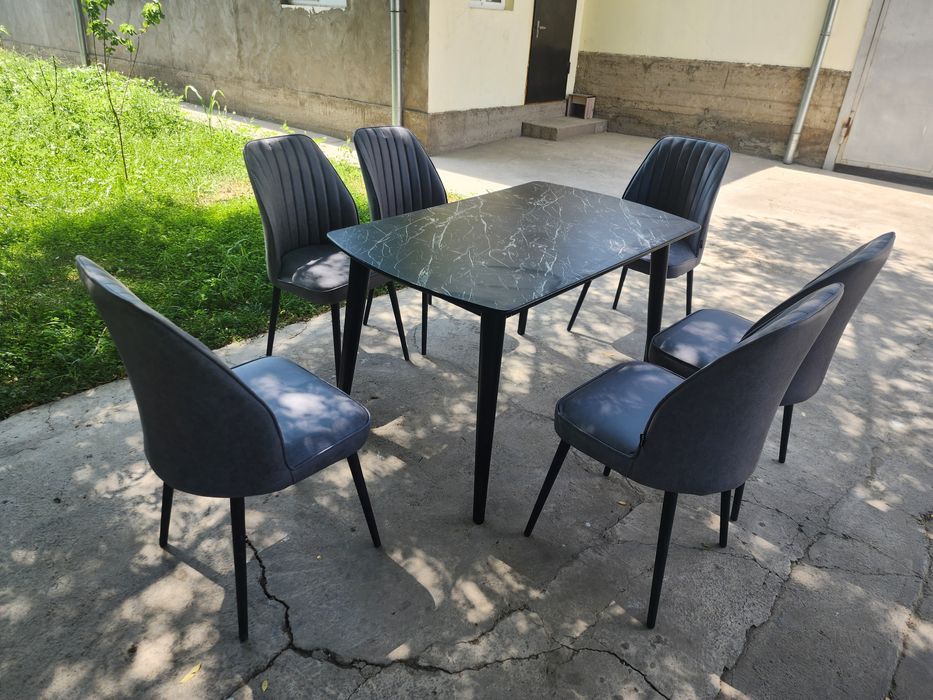 Aydin stol stullar 6 kishilik Стол и стул модел (Айдин) 6×1.