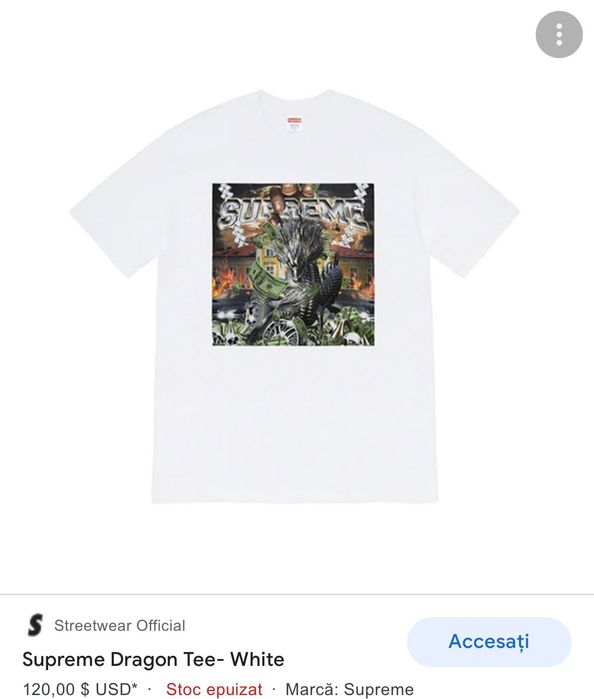 Tricou  Original Supreme Dragon Tee White barbati, mărimea M