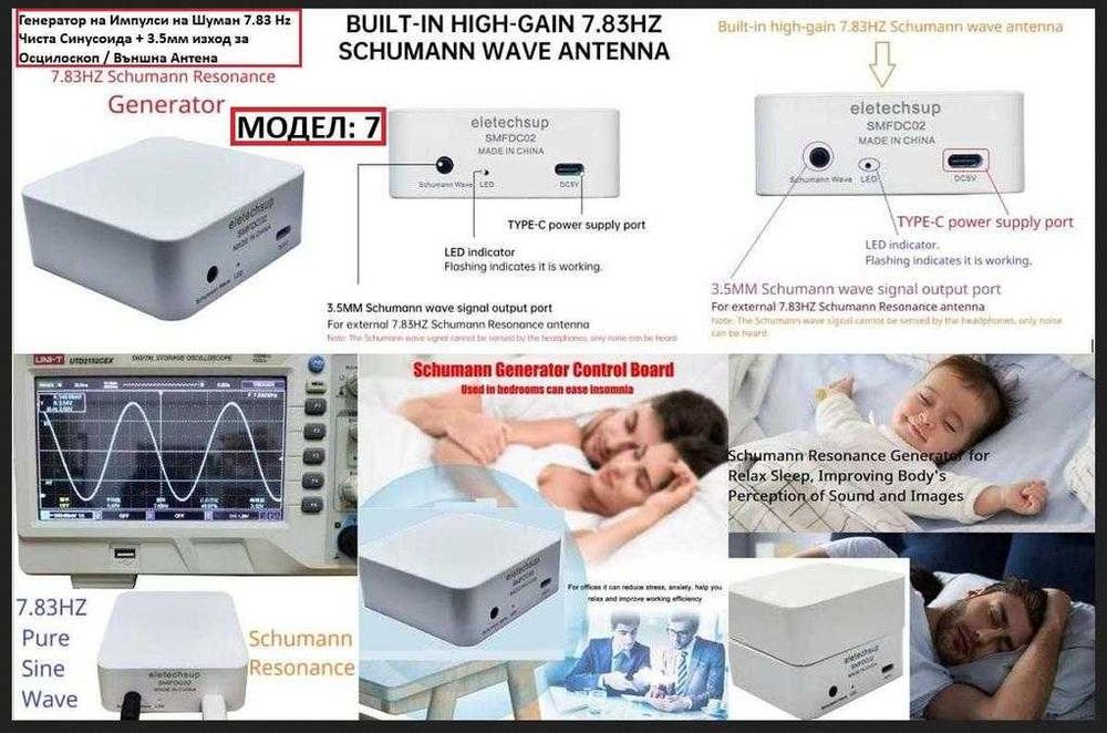 7.83Hz Резонатор Шуманов Генератор на Шуман Вълни Нискочестотен Импулс
