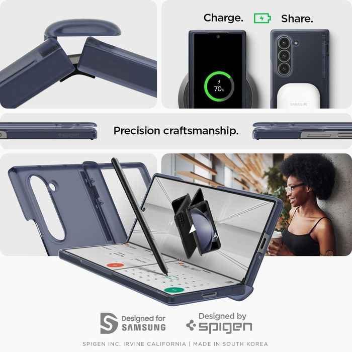 Samsung galaxy z fold 6 case - spigen blue/black/zero one