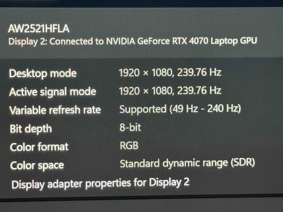 Monitor Dell Alienware 240Hz GSync(freesync), 24.5 inch, 1080p full HD