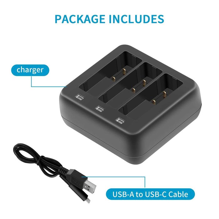 Incarcator triplu pentru camere actiune DJI OSMO Action 3 / 4 / 5 Pro