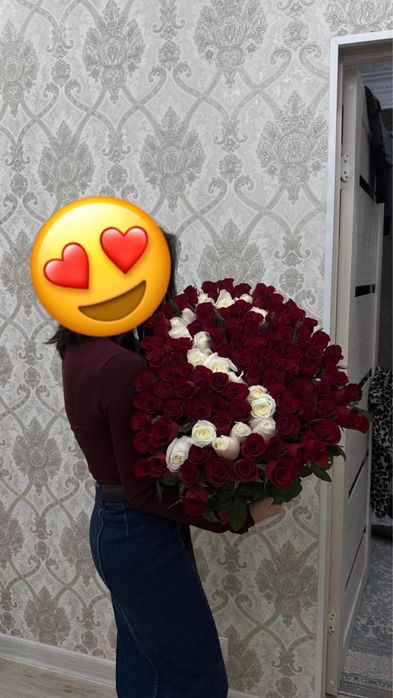 101 роза сатылады свежий букет корзинамнн