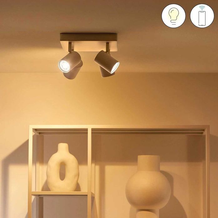 Philips WiZ IMAGEO Smart Спот LED лампа за таван с 4 светлини WiFi Черна Бяла Смарт