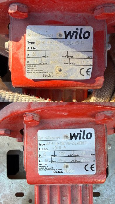 Set pompe industriale WILO SiFire FIRST – Electrică + Diesel – NOI, Nefolosite