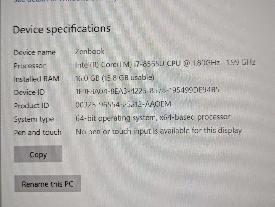 Laptop Ultrabook ASUS ZenBook 14", Intel i7-8565U, 16GB RAM, SSD 512GB
