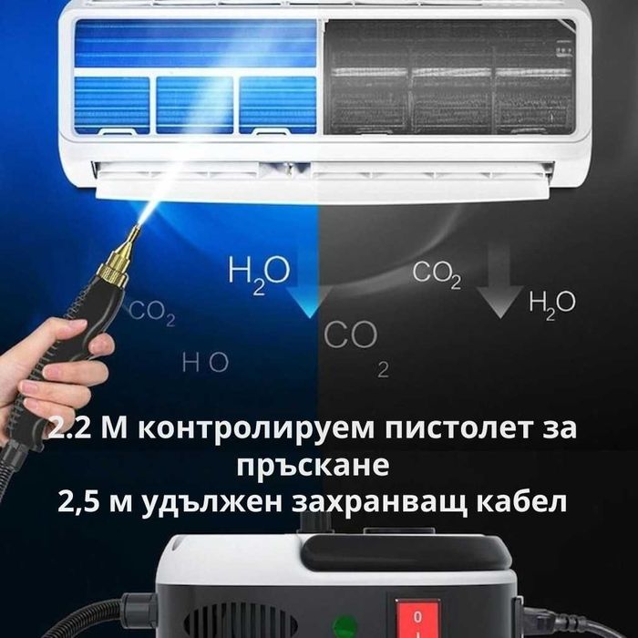 Парочистачка 2500W с 6 скорости и 1,2L резервоар – Мощно почистване с пара за дома