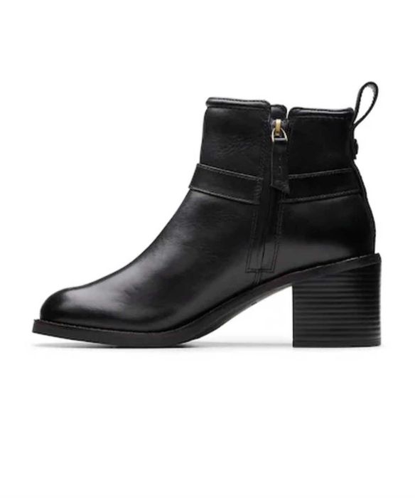 Botine din piele naturală, 39, gamă Clarks Signature, toc 7 cm, -50%