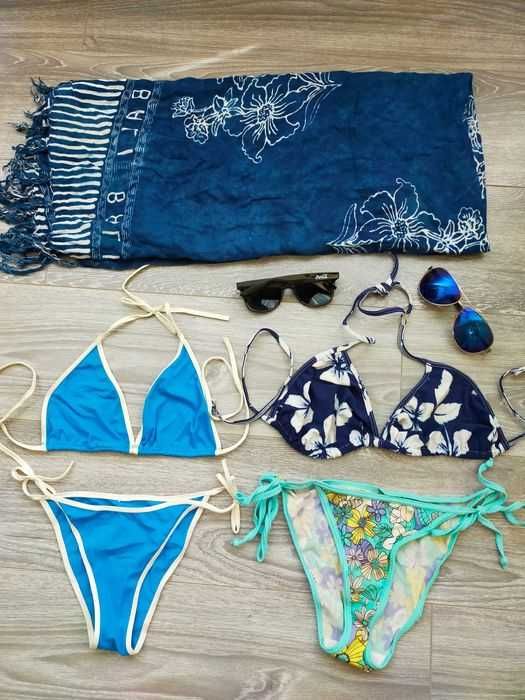 2 buc costum baie cu pareo si ochelari de soare