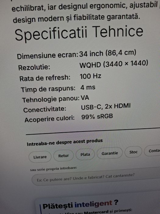 Monitor Led Curved Dell S3423DWC