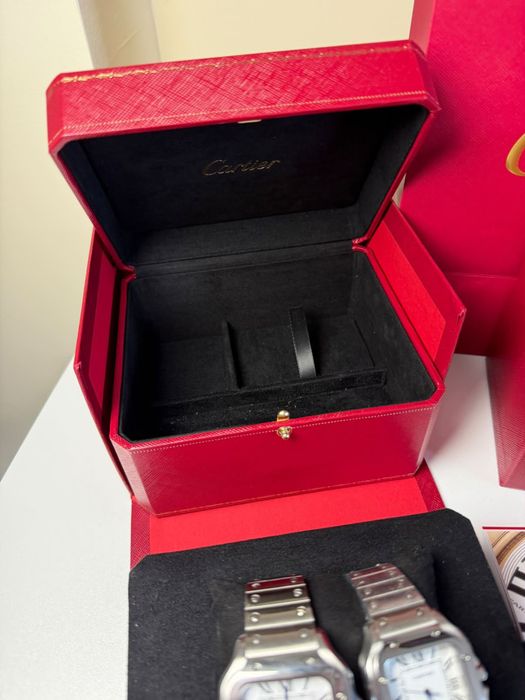 Луксозен сет за двойка Cartier Santos (Мъжки + Дамски)