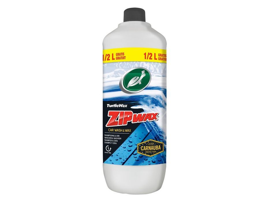 Sampon auto concentrat pentru luciu si spalare manuala Turtle Wax Zip Wax 1.5 Litri, cu ceara protectoare, pentru 50 spalari