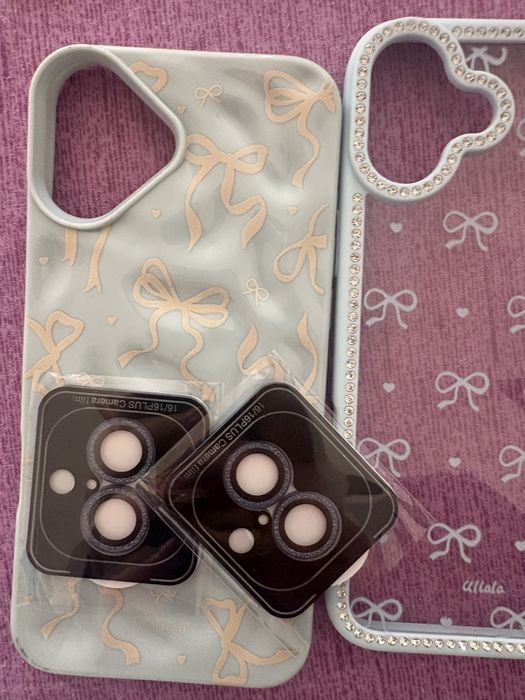 Два калъфа протектор стъкло и камери за айфон 16 plus