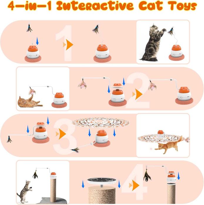 IOKHEIRA 4 в 1 Интерактивна играчка с пера за котки