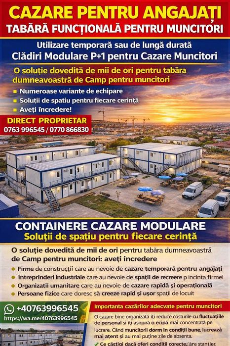 Cazare Angajați Muncitori Echipe