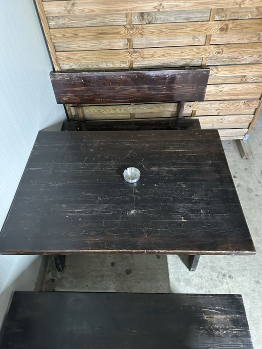 Set mobilier terasa/gradina Masa + 2 banci stejar.