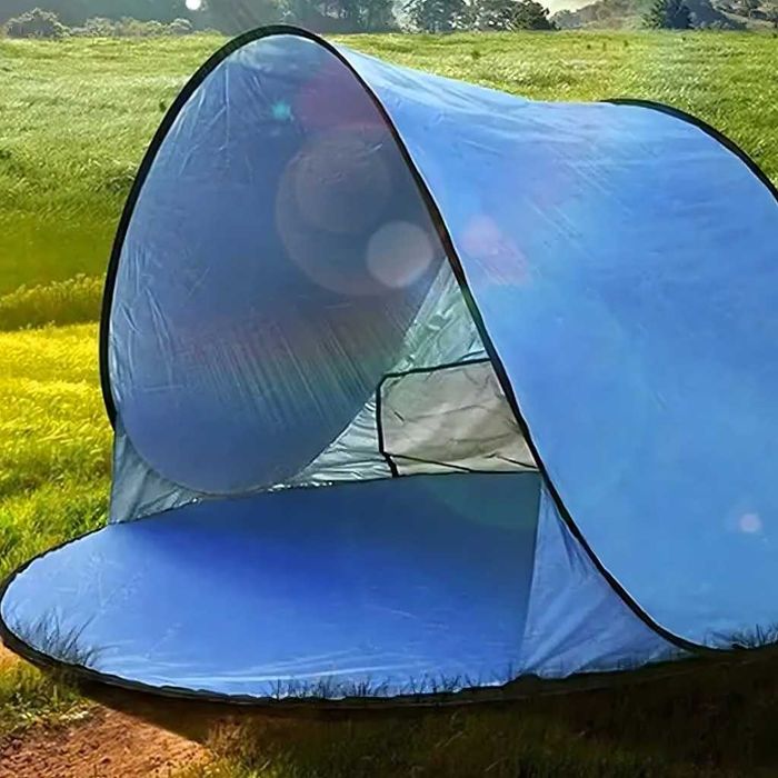 Автоматична плажна палатка с параван, UV защита 30+, 150x150x90 см