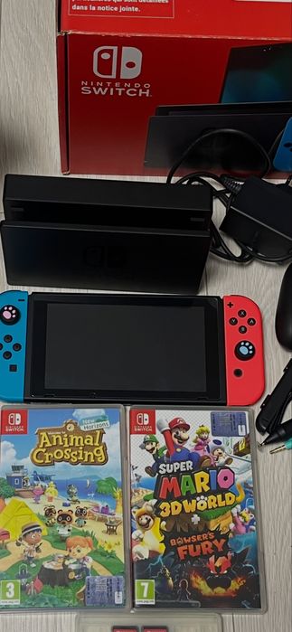 NINTENDO SWITCH V2  IN STARE EXCELENTA +Toate Accesoriile Originale+ 6 Jocuri Originale+ Accesorii Extra