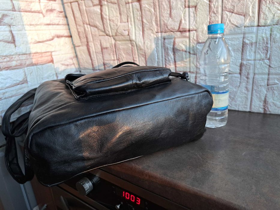 дамска чанта,черна кожена торба-естествена кожа