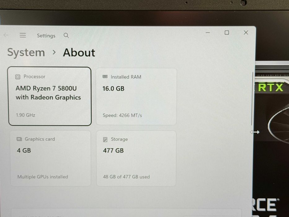 Acer Swift X 14`Ryzen 7 5800U/Nvidia RTX 3050/16GB LPDDR4X/512GB NVMe/Full HD IPS/Батерия 8ч