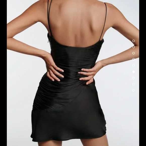 Zara rochie mini scurta neagra bretele tip corset