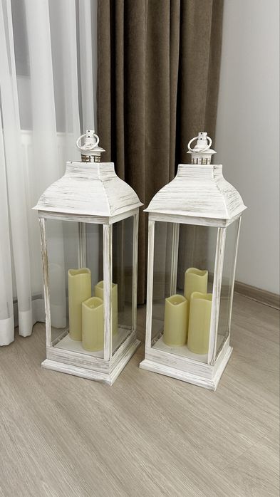 Doua felinare cu lumanari led (lumina calda)