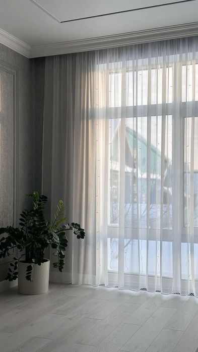 Белая тюль до пола
