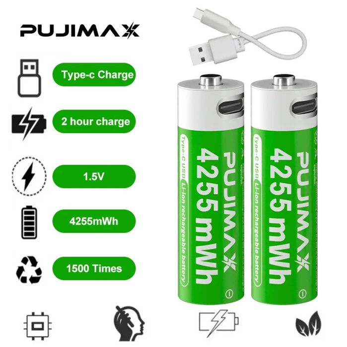 Батарейки аккумуляторные 1,5 вольт с USB зарядкой