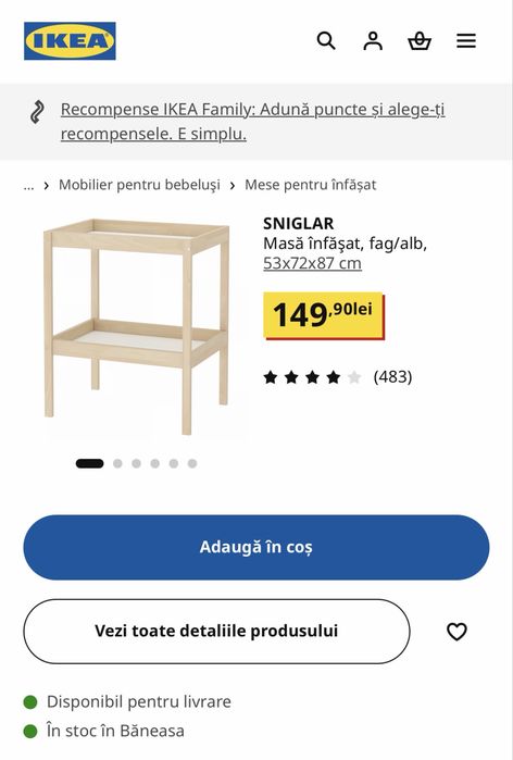 Patut bebelus co-sleeper + Masa infasat + Carusel muzical