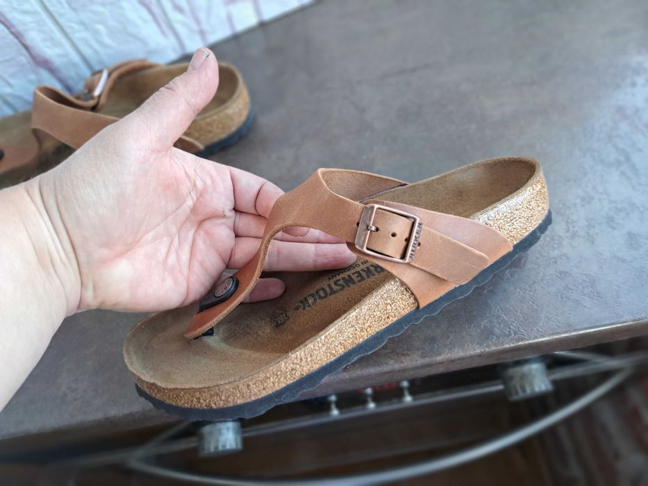 дамски чехли,Birkenstock,летни отворени обувки,кафяви кожени чехли,Нови!