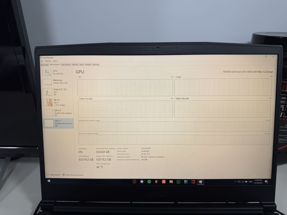 Laptop de gaming MSI Gf63 thin 10 scxr
