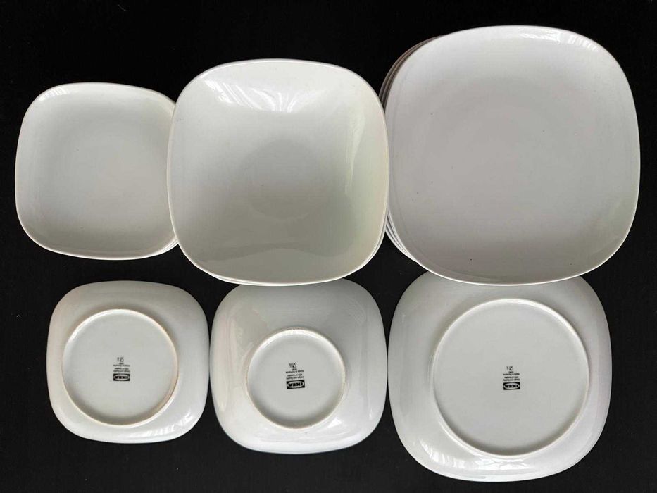 Set 16 farfurii pătrate din ceramică – 3 mărimi, stare excelentă