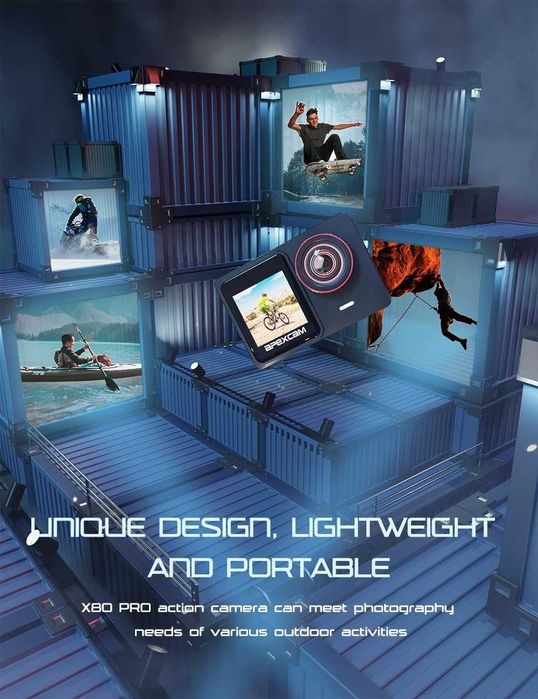 Екшън камера Apexcam X80 Pro 4K60FPS 48MP Ultra HD WiFi