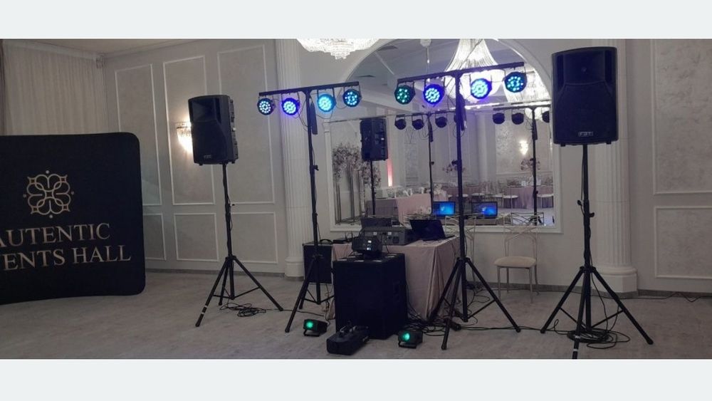 MC și DJ, sonorizare ,schela lumini profesionale, scena, mașină de fum