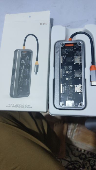 Хаб USB-C 10-в-1, 4K HDTV, интерфейс VGA 1080P, интерфейс RJ45 100M, и