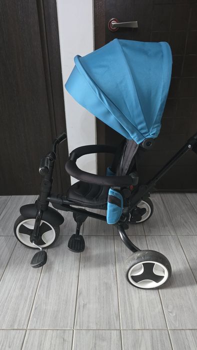 Tricicletă L-Sun, Ultra-pliabilă, reversibilă, 3 in 1, poziție somn, culoare turcoaz