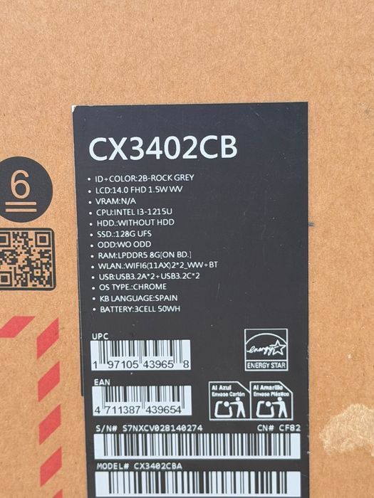 Laptop ASUS Chromebook Plus CX34 CX3402CBA-PQ0457, Intel Core i3-1215U, 14inch, RAM 8GB, UFS 128GB, Intel UHD Graphics, Chrome OS