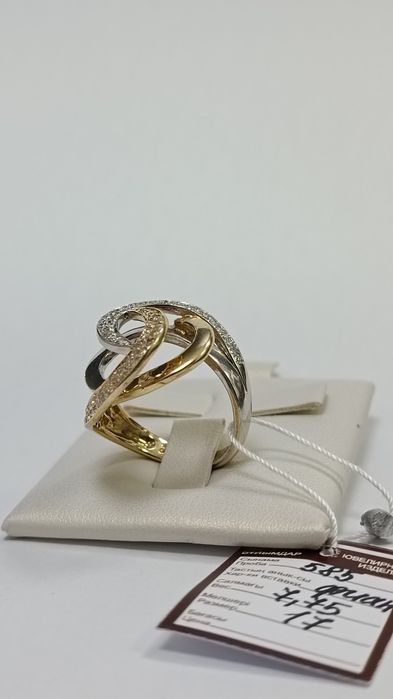 Кольцо золотое комбинированное