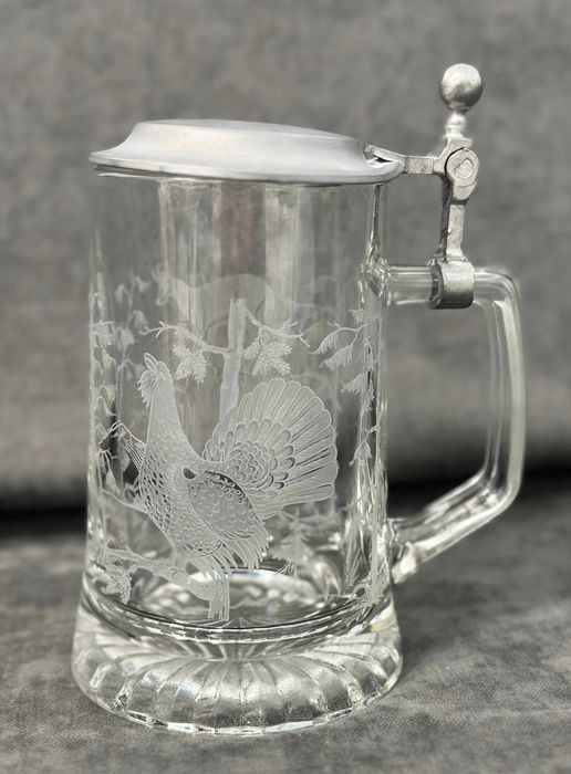 Fiye Старинна Италианска халба ловна тематика / ловен мотив / глухар