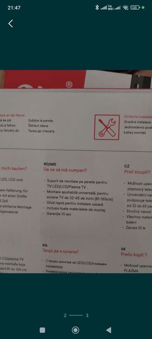 Suport tv perete 81-165 cm diagonala