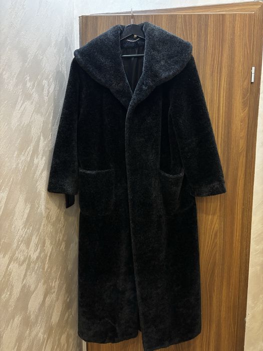 Дълго зимно палто еко кожа