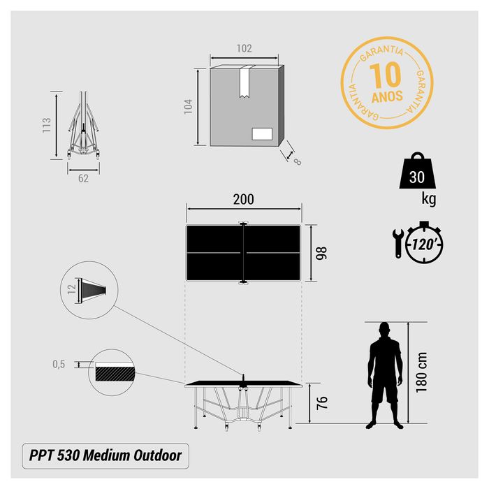 Masă Tenis de Masă Ppt530 Outdoor.2 - produs resigilat Decathlon