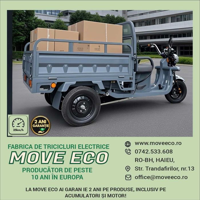 Triciclu electric MoveEco Fara Permis - omologat limitat 25 km/h